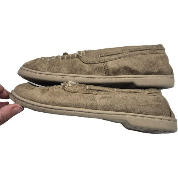 Slippers Faux Suede Moccasin Slippers Fur Lining Tan Brown Women's 8-9 - Picture 7 of 8